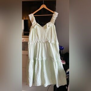 Zara Mint Green Eyelet dress XS, NWOT
